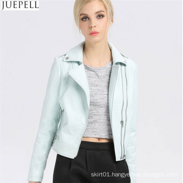 Women′s Leather Short PU Jacket Paragraph Autumn Bubble Women PU Leather Folder Jacket